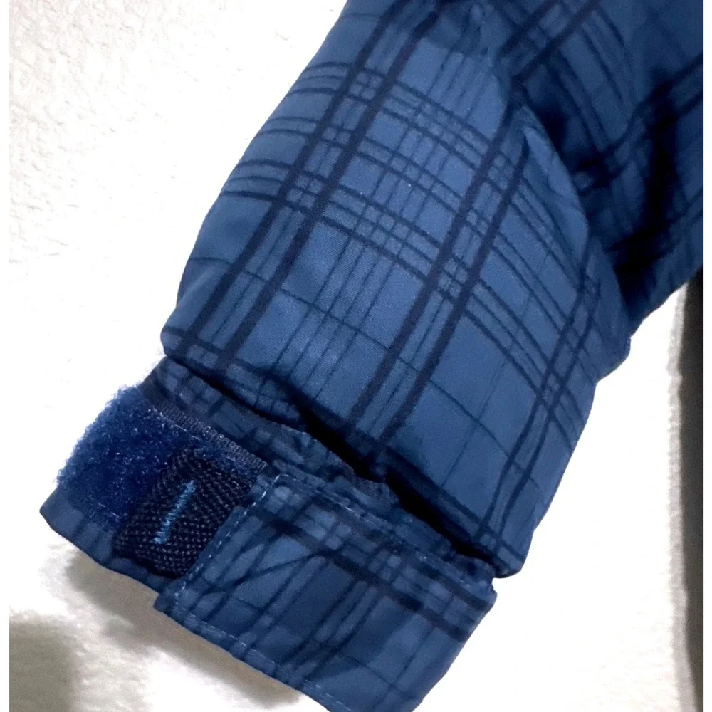 London Fog Kids Plaid Puffer Coat Hooded Thick‎ Sherpa Lined Blue Black Size 3T